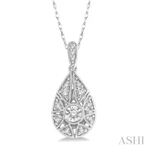 1/8 ctw Lattice Pear Shape Round Cut Diamond Pendant in 10K White Gold