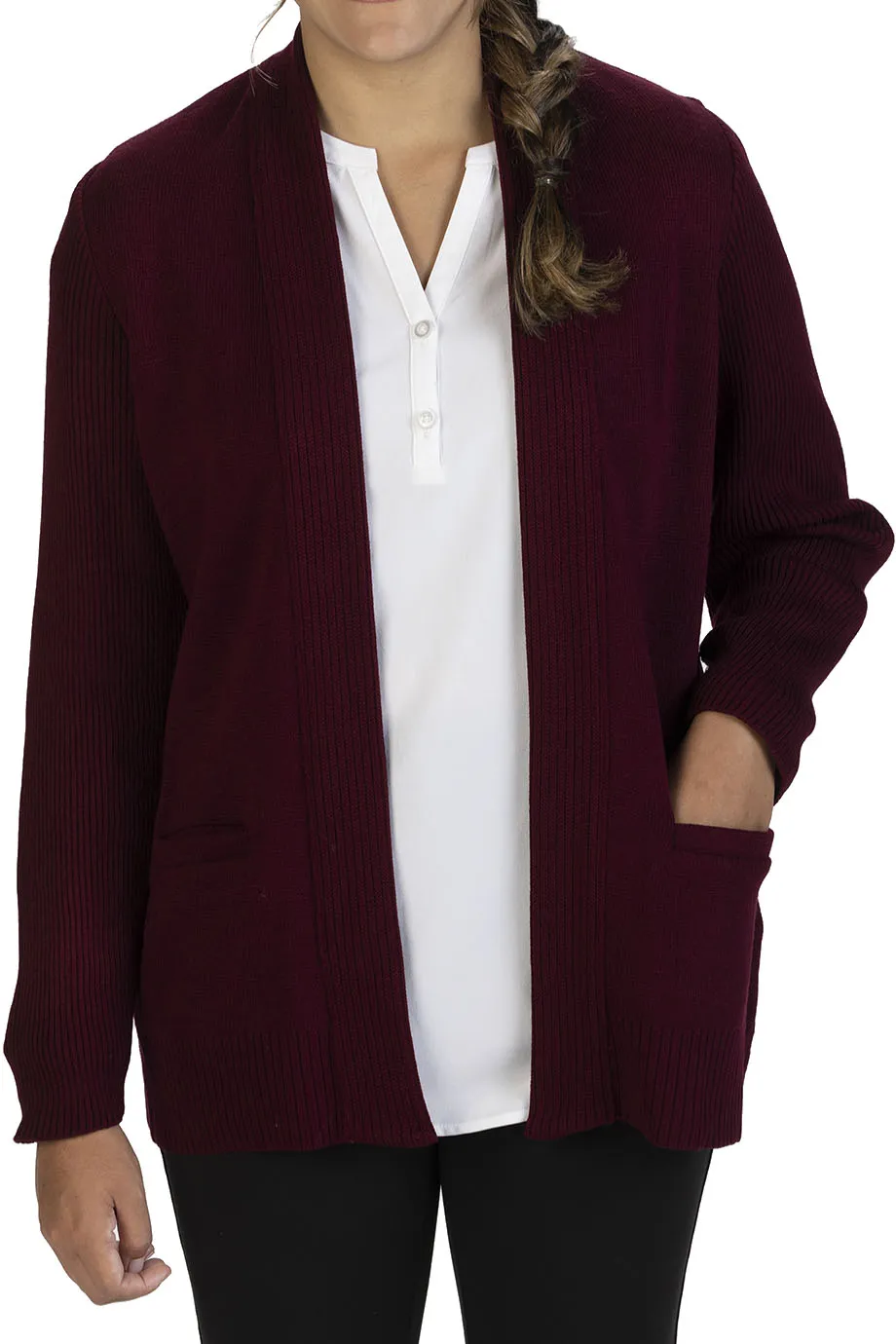 Black Jersey Knit Acrylic Cardigan