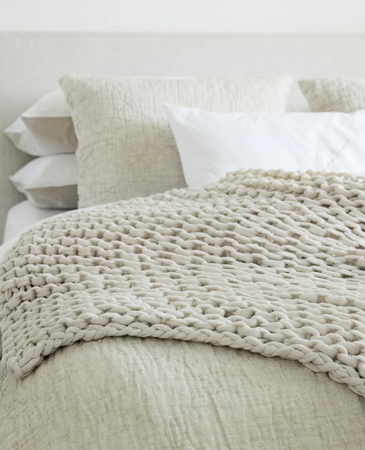 Finn Chunky Knit Throw Ivory