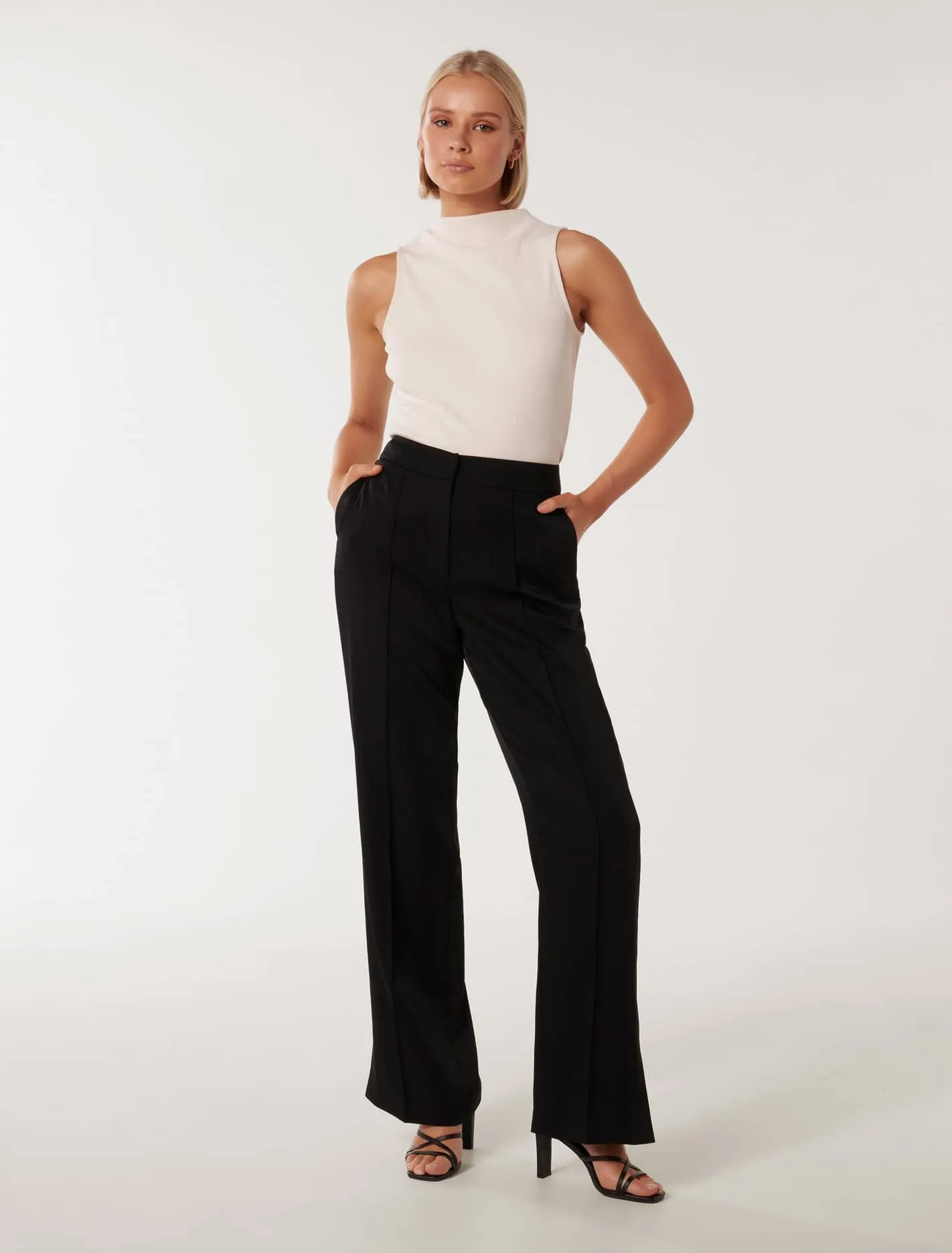 Jenna Split Hem Straight Leg Pants