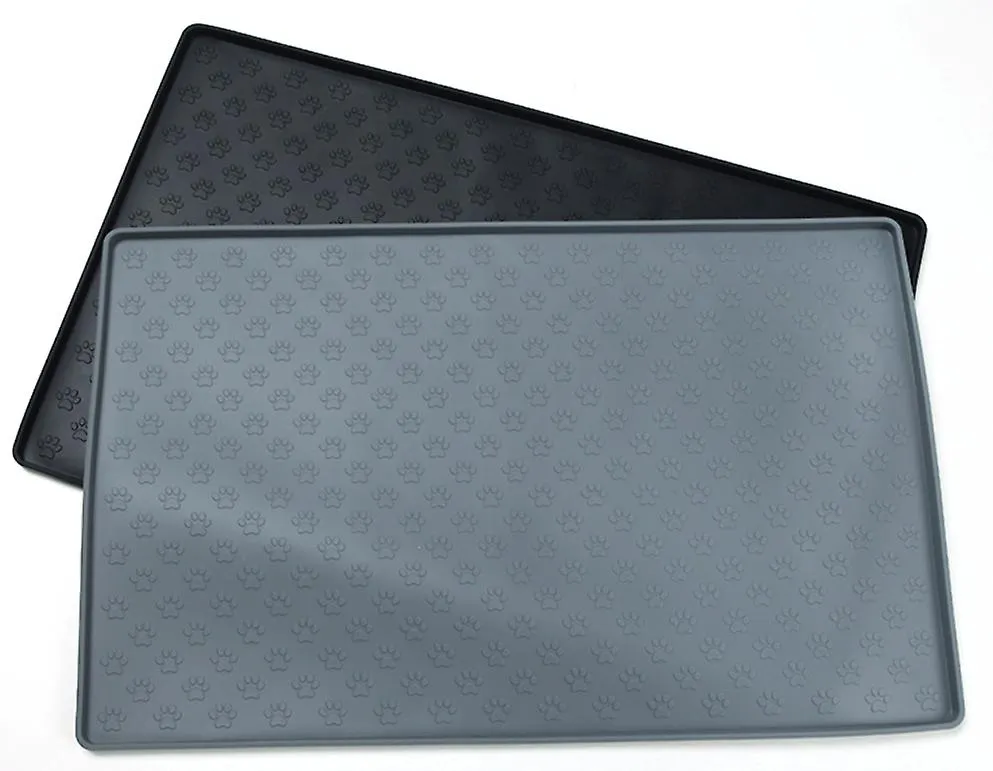 L 61*41cm gray Foldable silicone pet food mat, easy to clean and waterproof car pet mat AZ16045