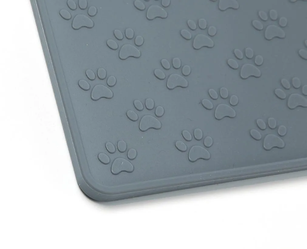 L 61*41cm gray Foldable silicone pet food mat, easy to clean and waterproof car pet mat AZ16045