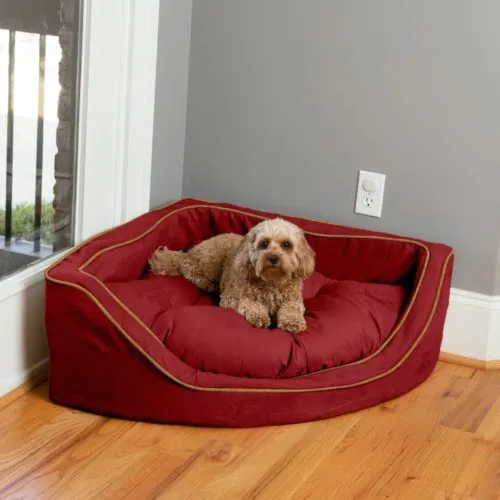 Luxury Overstuffed Corner Dog Bed With Microsuede in Many Colors