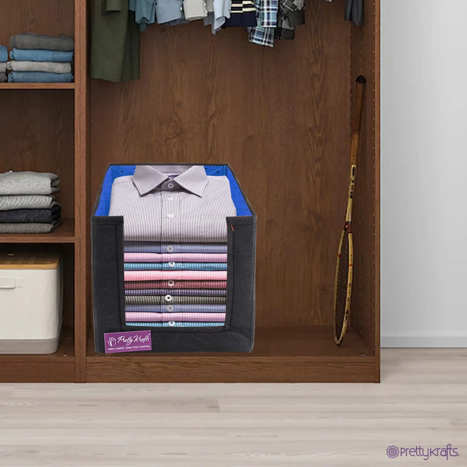PrettyKrafts 6 Pcs Large Capacity Stackable Shirt Stacker, Storage Bins, Closet Organizers, Foldable Storage Boxes,Shelf Organizer, Shelves Basket Storage Bin For Organizing Clothing, Toys, Mix Color