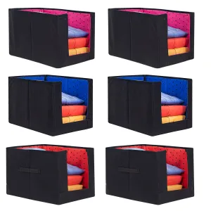PrettyKrafts 6 Pcs Large Capacity Stackable Shirt Stacker, Storage Bins, Closet Organizers, Foldable Storage Boxes,Shelf Organizer, Shelves Basket Storage Bin For Organizing Clothing, Toys, Mix Color