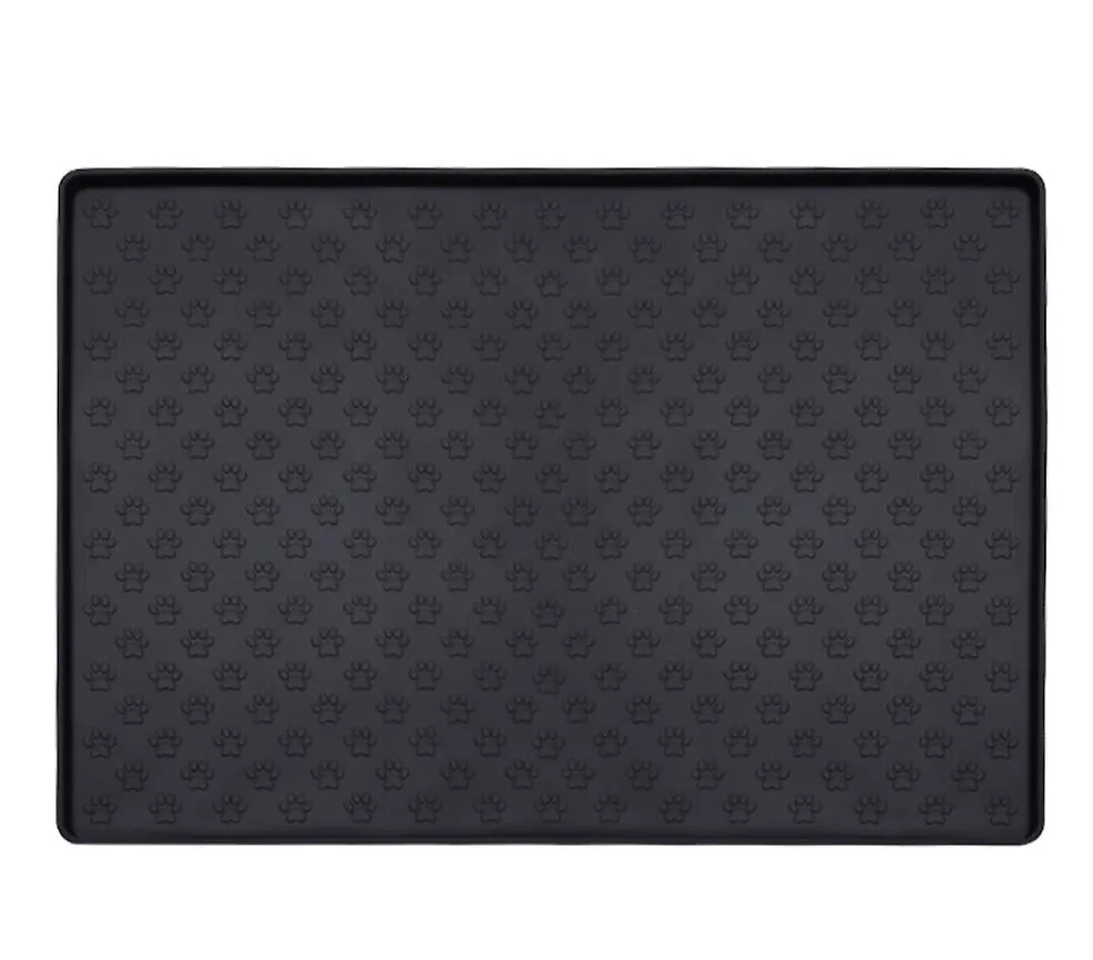 S 48*30cm black Foldable silicone pet food mat, easy to clean and waterproof car pet mat AZ16042