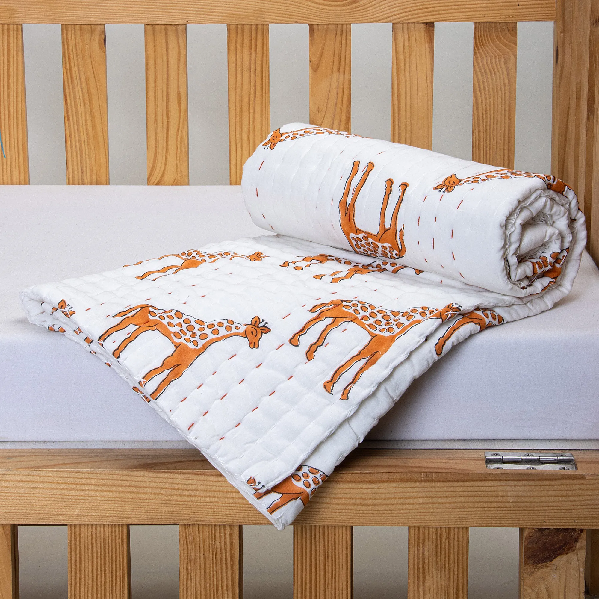Softest & Stylish Giraffe Print Soft Mulmul Cotton Baby Blanket