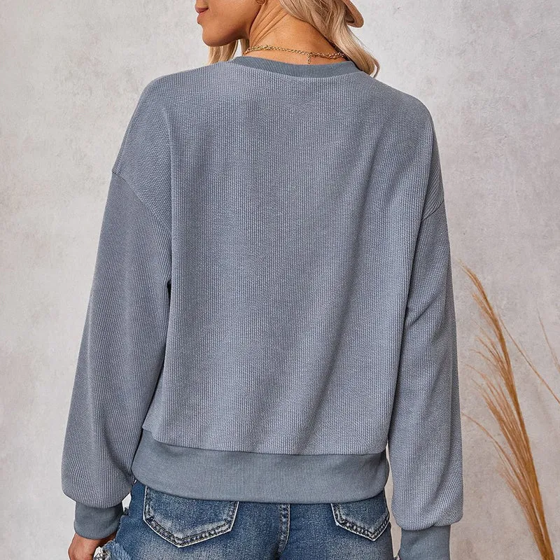 Solid Color Crew Neck Sweater